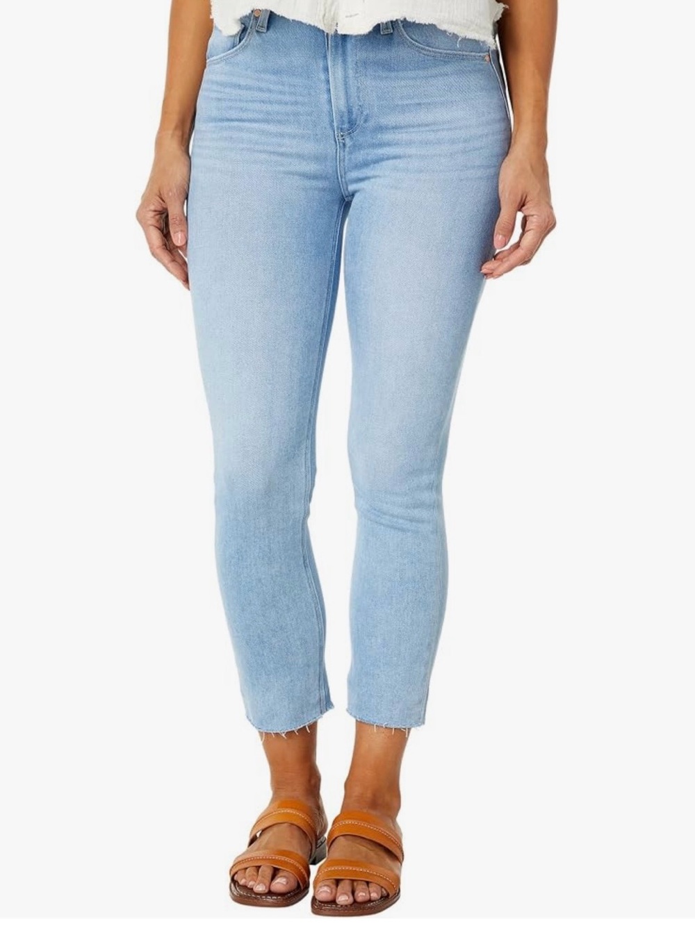 PAIGE Light Blue High-Rise Cropped Skinny Jeans